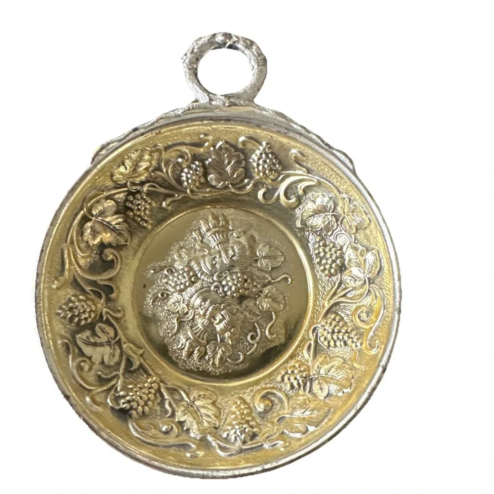 Vintage Wine Tasting Cup Pendant SET Gold Over Silver‎ Plate Made In Japan